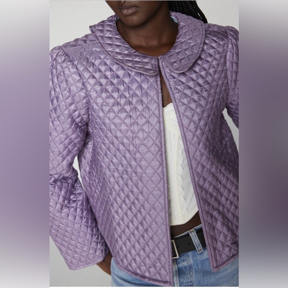 BNWT Kimchi Blue Satin mauve cropped jacket in size large - Picture 3 of 4